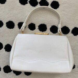 Vintage 50s Vinyl Faux Leather Top Handle Shoulder Bag Retro Handbag Purse